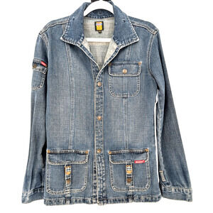 VTG 90s Y2K Dickies Womens Denim Cargo Chore Trucker‎ Jacket Utility Barn XL